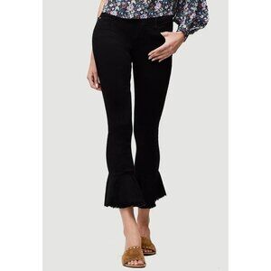 FRAME Le Skinny de Jeanne Film Noir Black High Rise Flounce Hem Jeans, Size 28